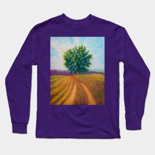 Pastel painting - pree and field countryside landscape Long Sleeve T-Shirt